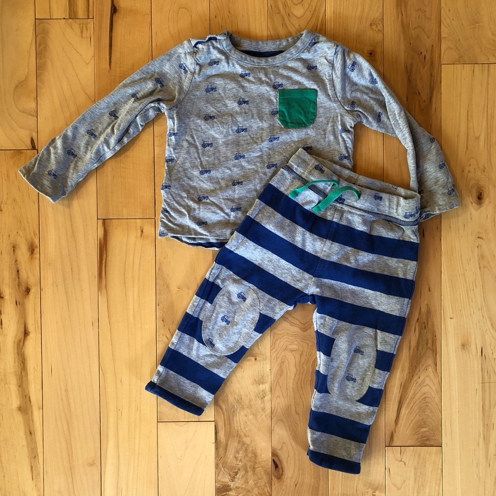 Baby Boden tractor and stripes reversible set